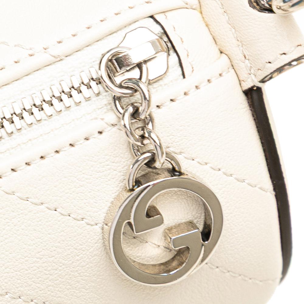Gucci AB Gucci White Ivory Calf Leather Mini Blondie Barrel Shoulder Bag Italy