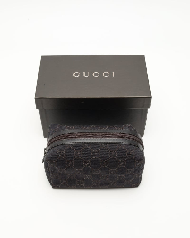 Gucci Canvas and Leather Pouch