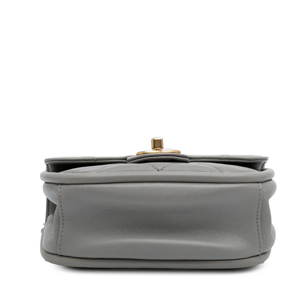 Chanel AB Chanel Gray Lambskin Leather Leather CC Quilted Lambskin Rounded Flap Italy