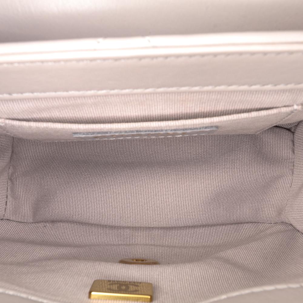 Chanel AB Chanel Gray Lambskin Leather Leather CC Quilted Lambskin Rounded Flap Italy