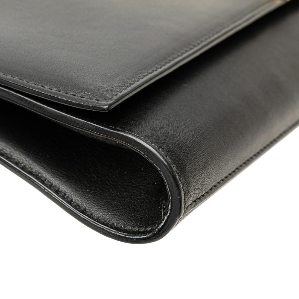 Saint Laurent B Saint Laurent Black Calf Leather Ligne Y Clutch Italy