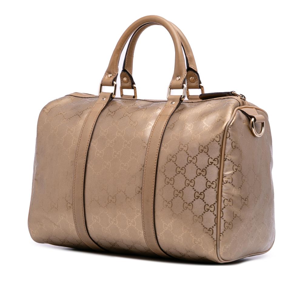 Gucci B Gucci Gold Coated Canvas Fabric Medium GG Imprime Joy Boston Bag Italy