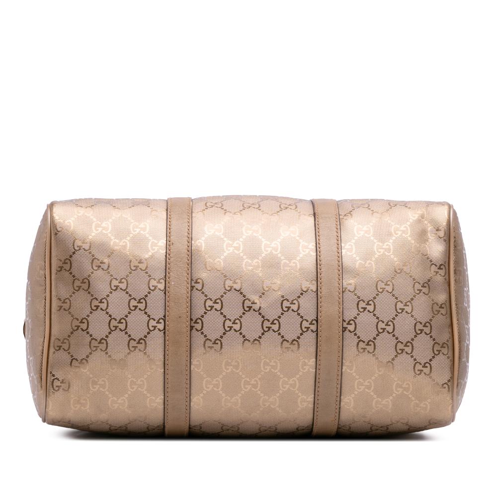 Gucci B Gucci Gold Coated Canvas Fabric Medium GG Imprime Joy Boston Bag Italy