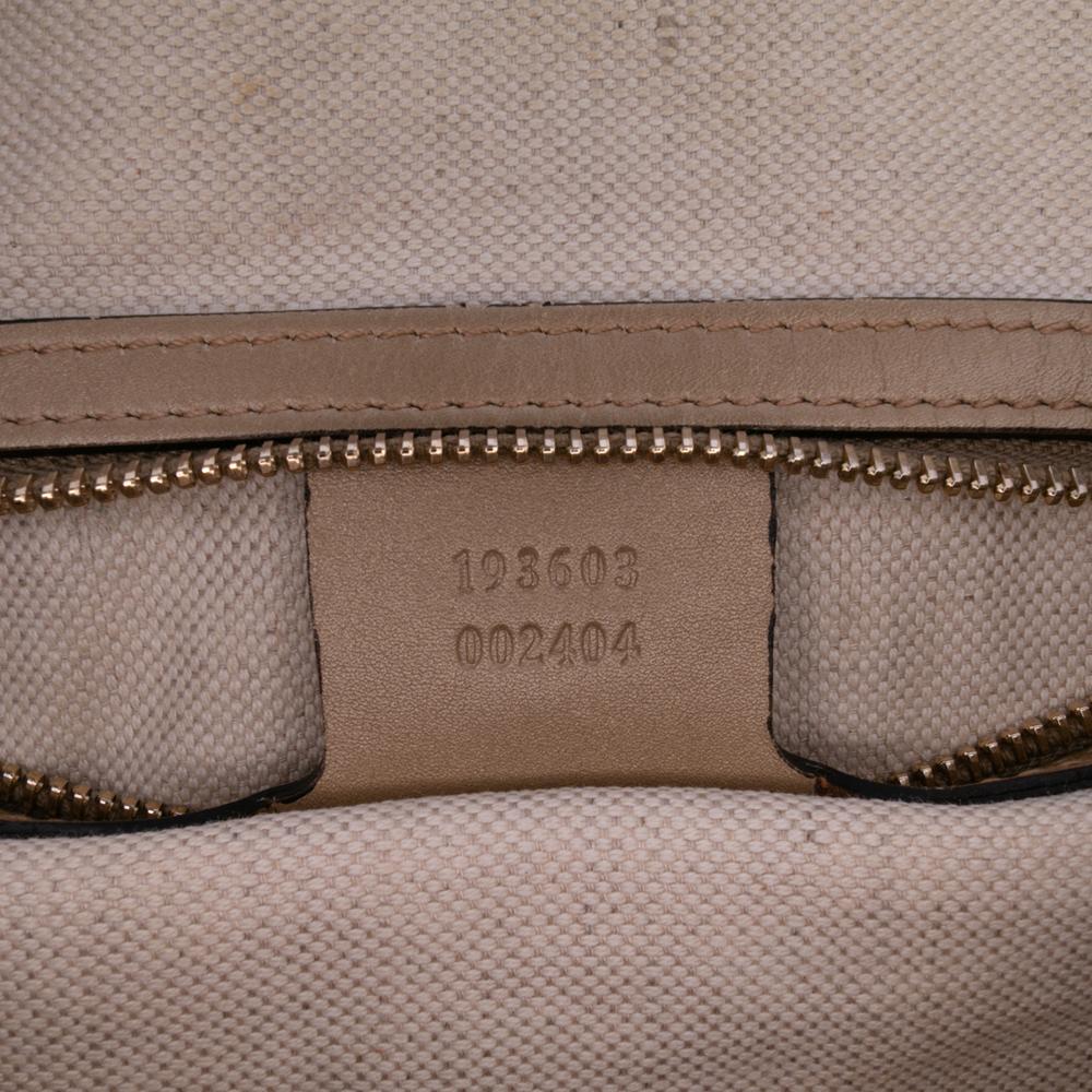 Gucci B Gucci Gold Coated Canvas Fabric Medium GG Imprime Joy Boston Bag Italy