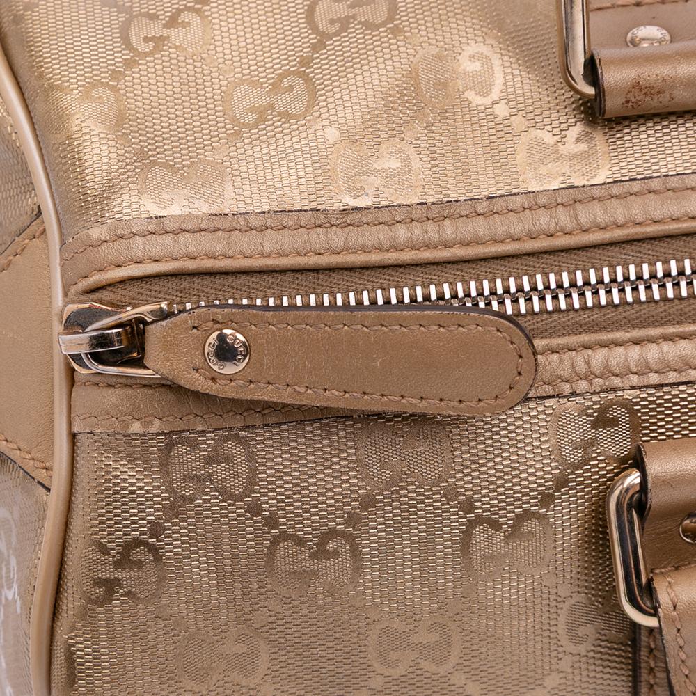Gucci B Gucci Gold Coated Canvas Fabric Medium GG Imprime Joy Boston Bag Italy