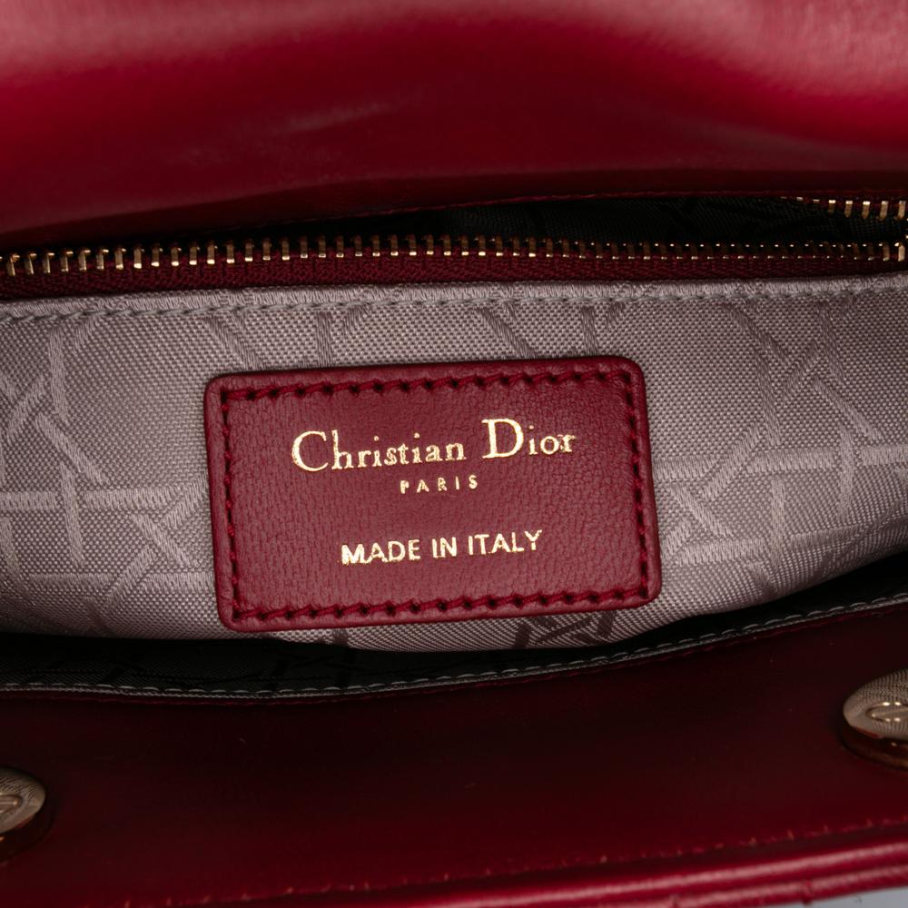 Christian Dior B Dior Red Lambskin Leather Leather Small Lambskin Cannage My ABCDior Lady Dior Italy