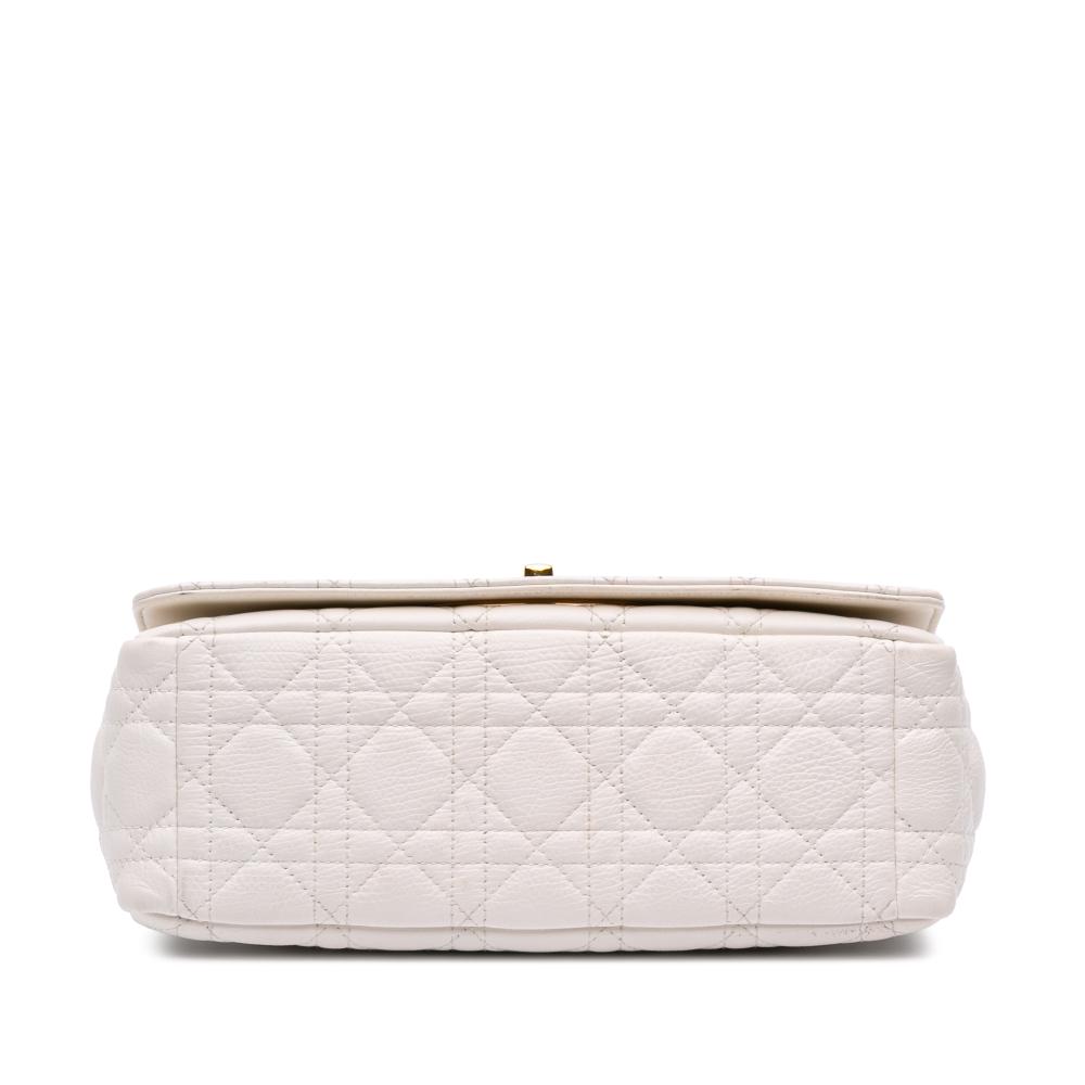 Christian Dior B Dior White Ivory Calf Leather Medium skin Cannage Supple Caro Bag Italy