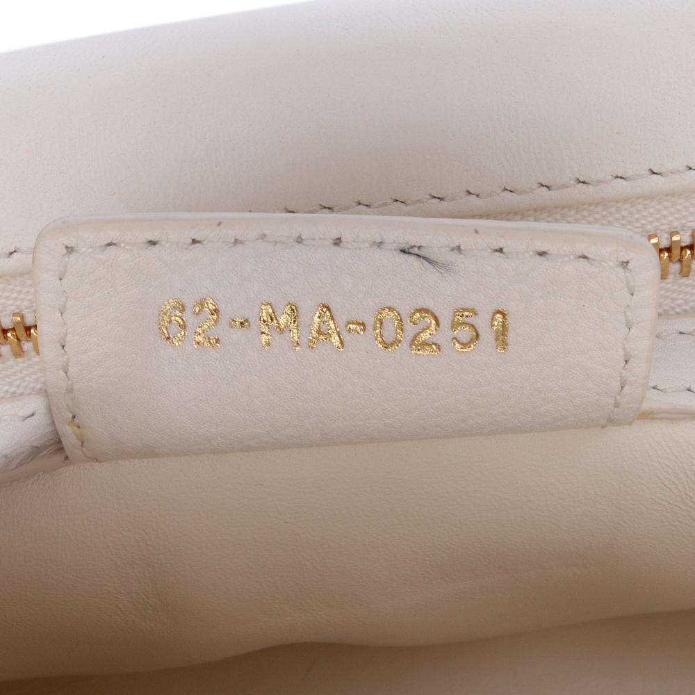 Christian Dior B Dior White Ivory Calf Leather Medium skin Cannage Supple Caro Bag Italy