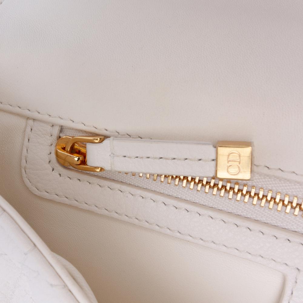 Christian Dior B Dior White Ivory Calf Leather Medium skin Cannage Supple Caro Bag Italy