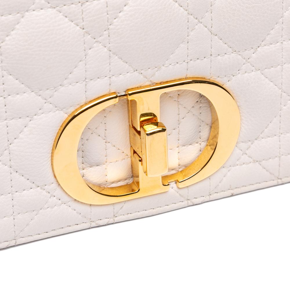 Christian Dior B Dior White Ivory Calf Leather Medium skin Cannage Supple Caro Bag Italy