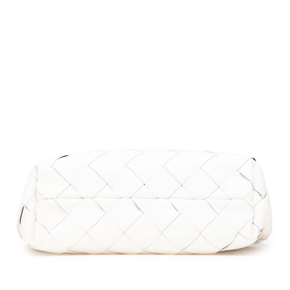 Bottega Veneta AB Bottega Veneta White Lambskin Leather Leather Small Lambskin Intrecciato Cabat Tote Italy