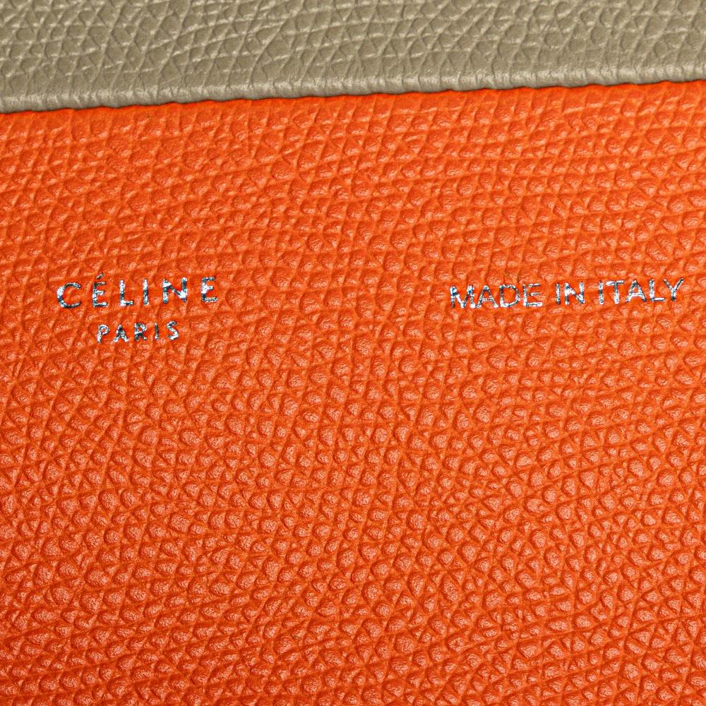 Celine B Celine Brown Beige with Orange Calf Leather Small Bicolor Vertical Cabas Italy