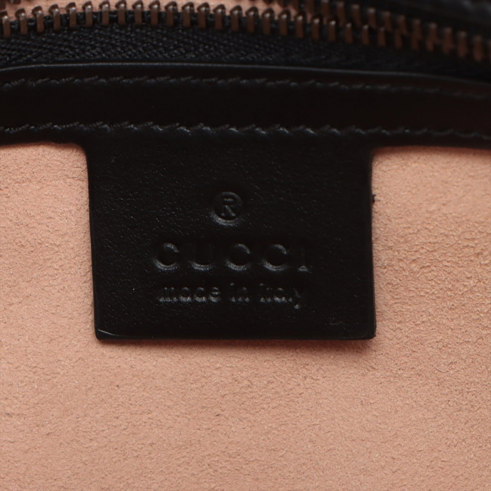 Gucci GG Marmont Small Chevron Leather Flap Bag Black