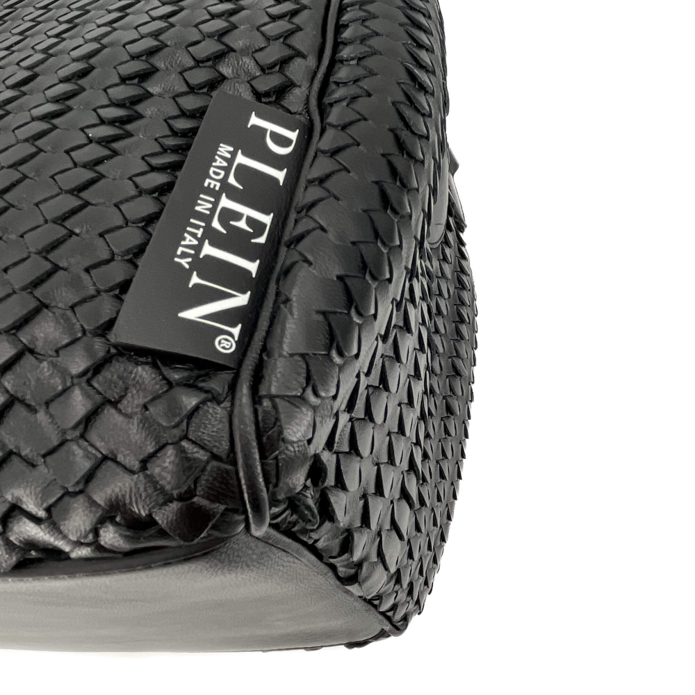 Philipp Plein Hexagon Leather Weekender Handbag Black