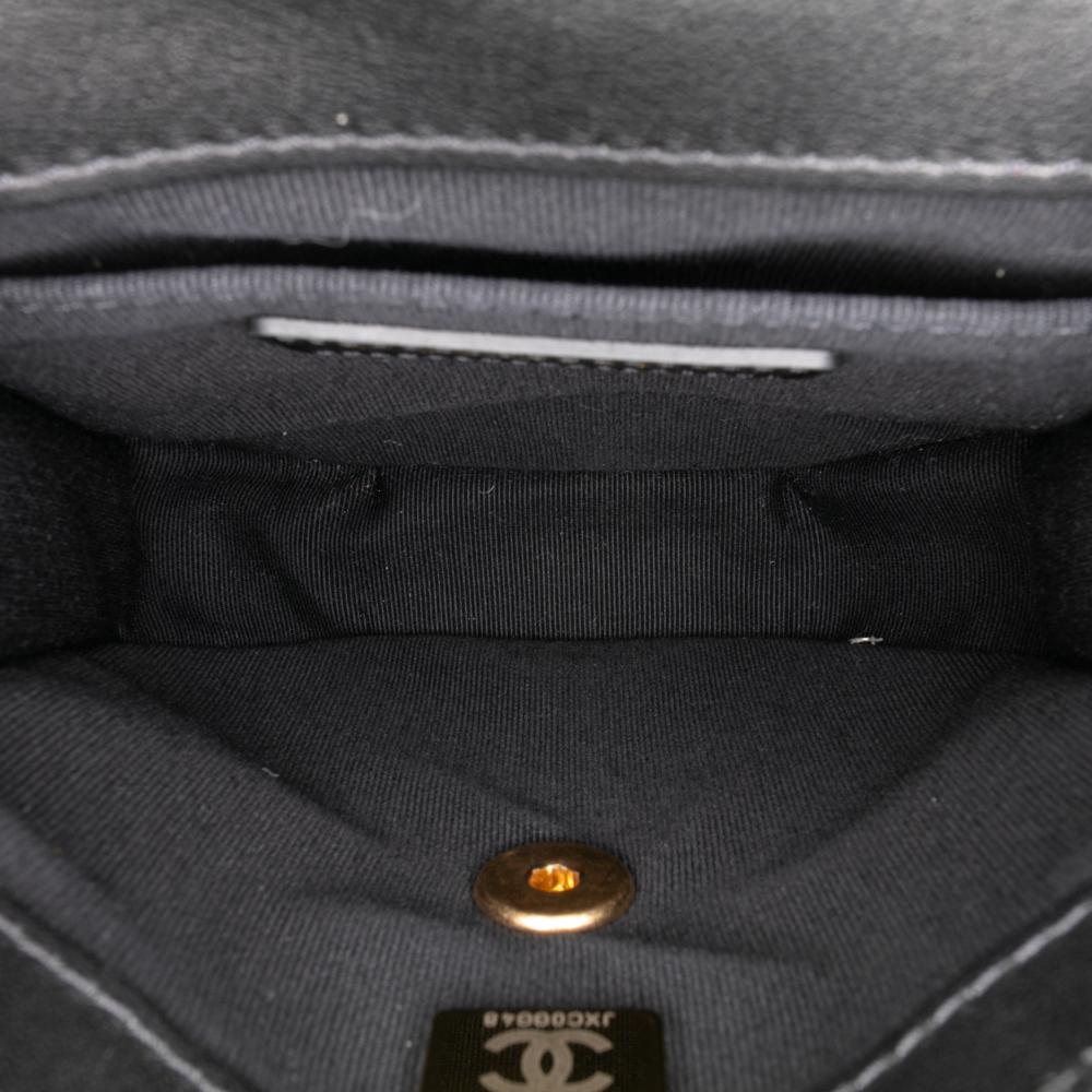 Chanel AB Chanel Black with White Off White Velvet Fabric Mini Quilted Place Vendome Single Flap France