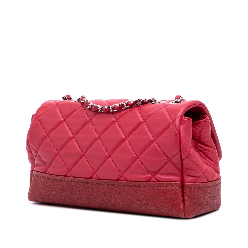 Chanel B Chanel Red Lambskin Leather Leather Medium Quilted Lambskin and Caviar Bi Coco Flap Italy