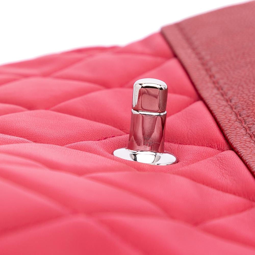 Chanel B Chanel Red Lambskin Leather Leather Medium Quilted Lambskin and Caviar Bi Coco Flap Italy