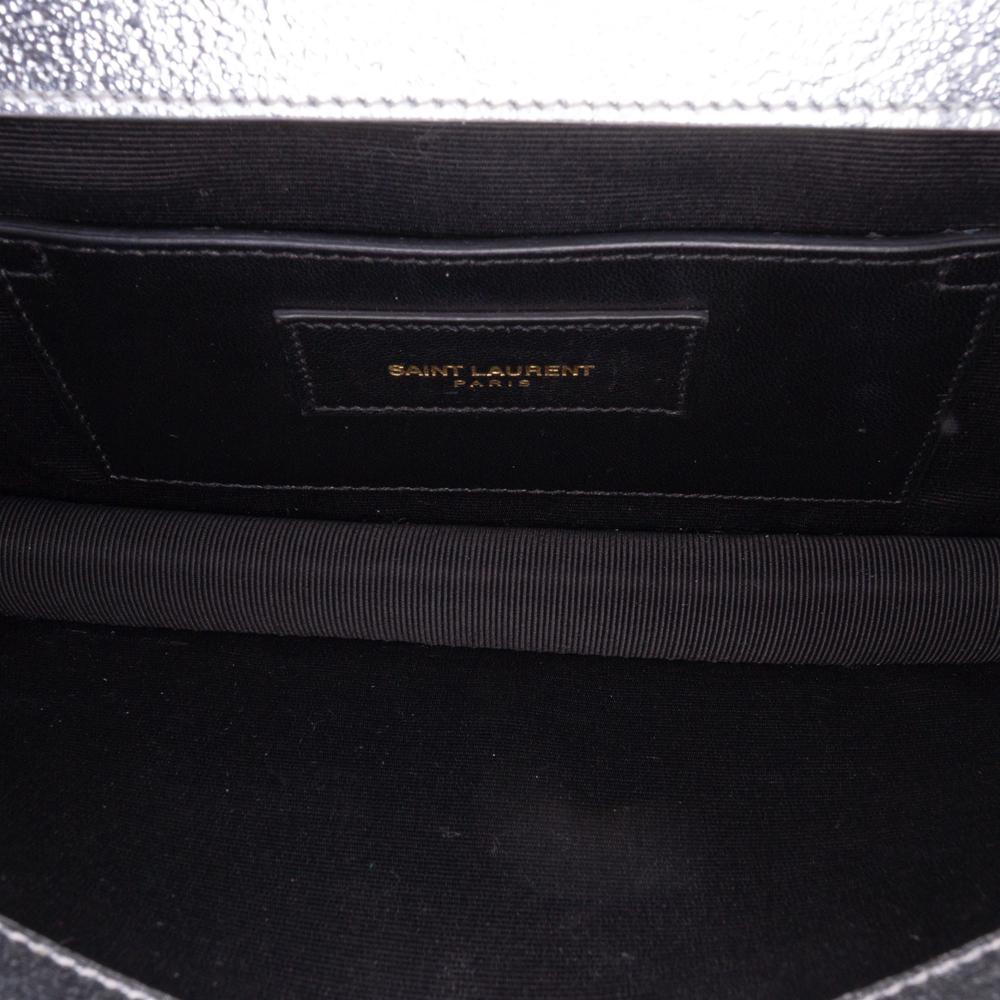 Saint Laurent B Saint Laurent Silver Calf Leather Metallic Crossbody Italy
