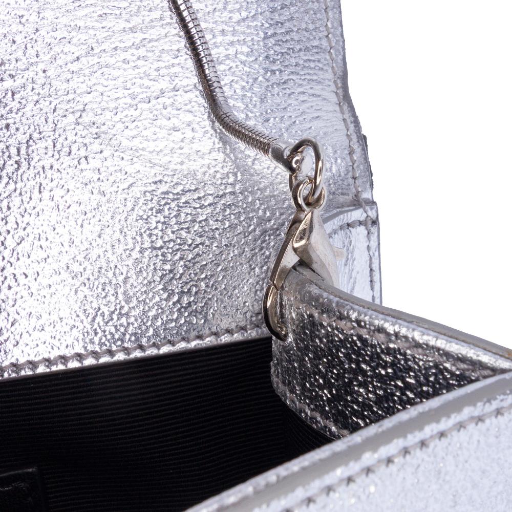 Saint Laurent B Saint Laurent Silver Calf Leather Metallic Crossbody Italy