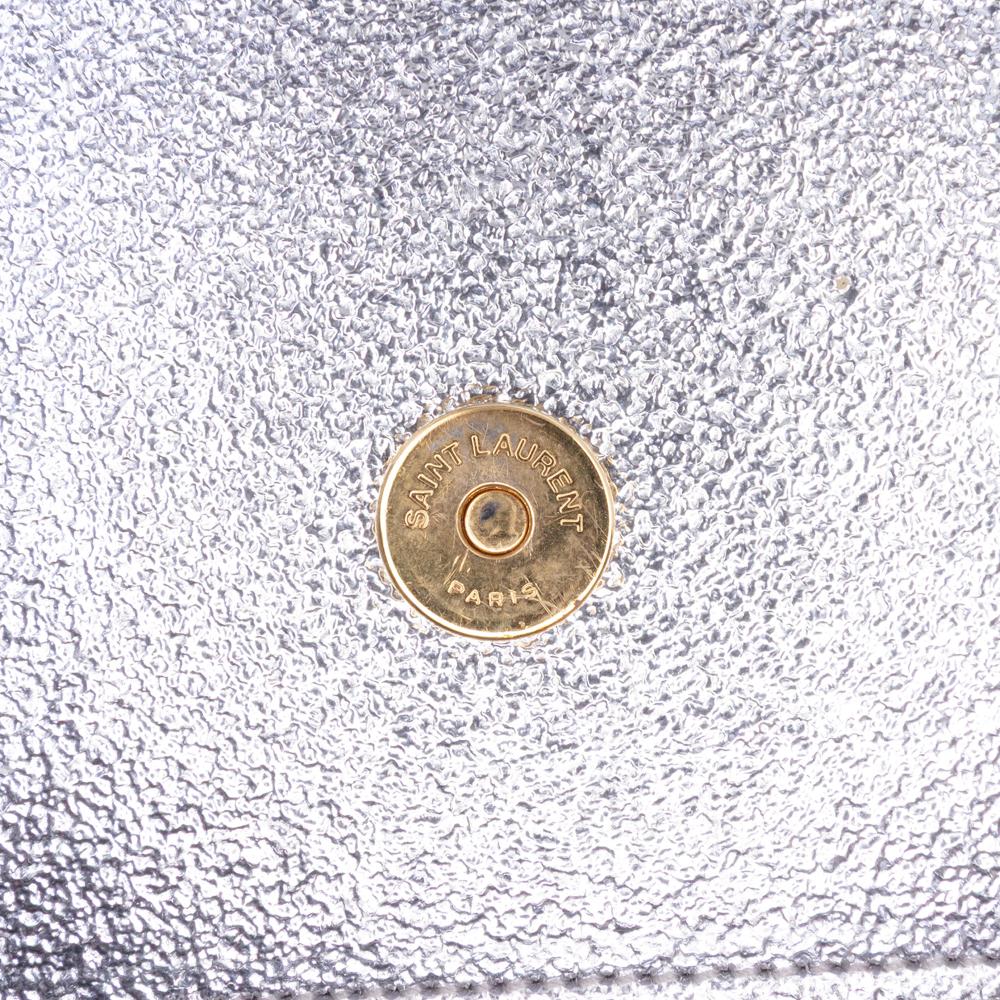 Saint Laurent B Saint Laurent Silver Calf Leather Metallic Crossbody Italy