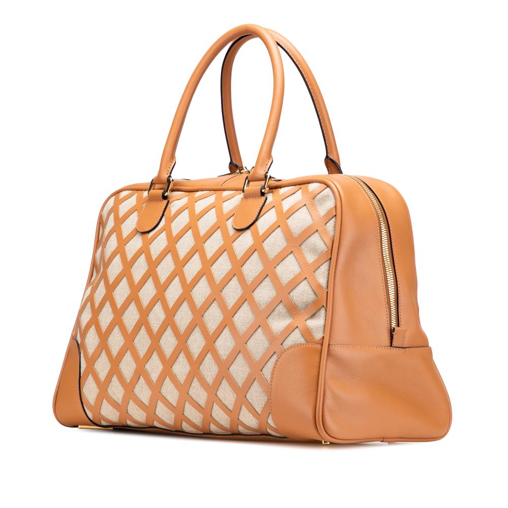 Loewe AB LOEWE Brown Beige Calf Leather Extra Large Canvas and Cut Out Amazona 75 Spain