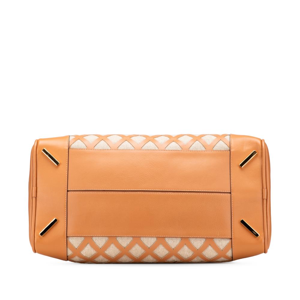 Loewe AB LOEWE Brown Beige Calf Leather Extra Large Canvas and Cut Out Amazona 75 Spain