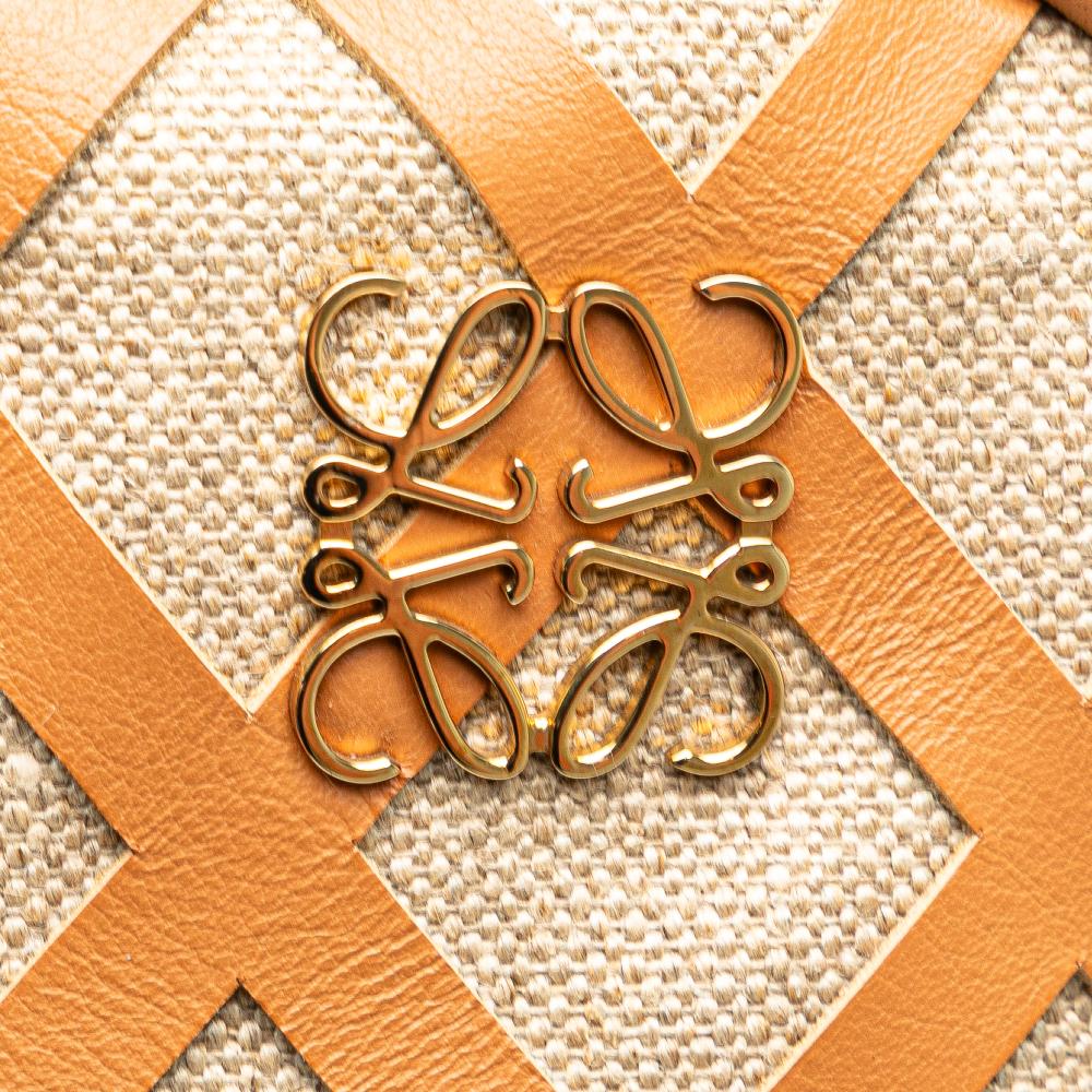 Loewe AB LOEWE Brown Beige Calf Leather Extra Large Canvas and Cut Out Amazona 75 Spain