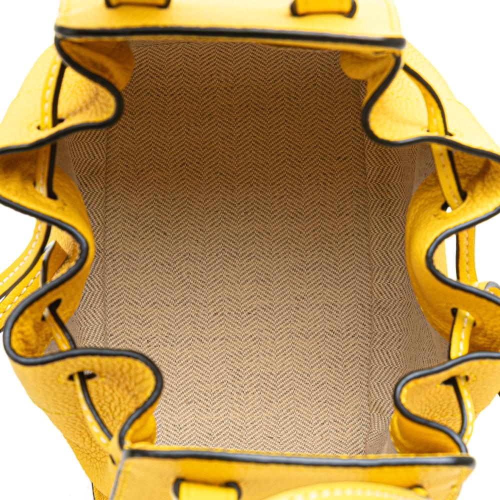 Loewe B LOEWE Yellow Mustard Calf Leather Mini Grained skin Drawstring Hammock Bag Spain