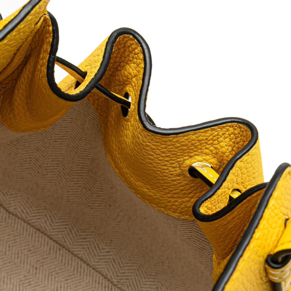 Loewe B LOEWE Yellow Mustard Calf Leather Mini Grained skin Drawstring Hammock Bag Spain