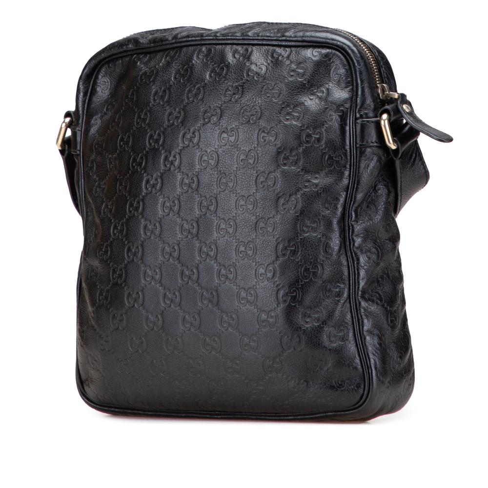 Gucci B Gucci Black Calf Leather Guccissima Crossbody Italy