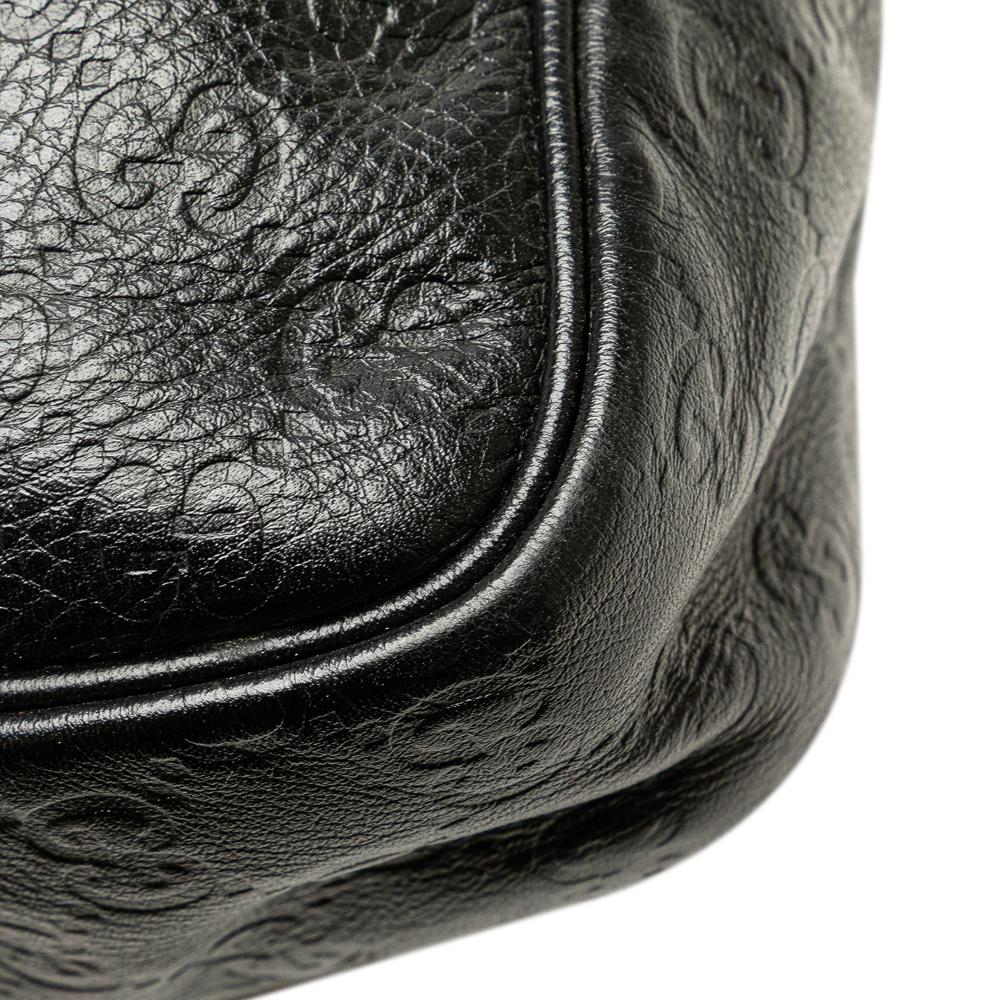 Gucci B Gucci Black Calf Leather Guccissima Crossbody Italy