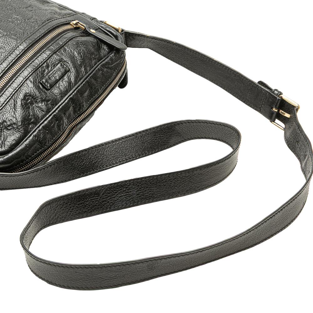 Gucci B Gucci Black Calf Leather Guccissima Crossbody Italy