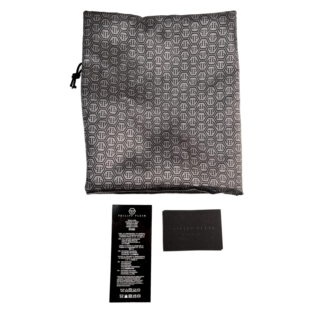 Philipp Plein Hexagon Croco Printed Leather Bowler Shoulder Bag Black