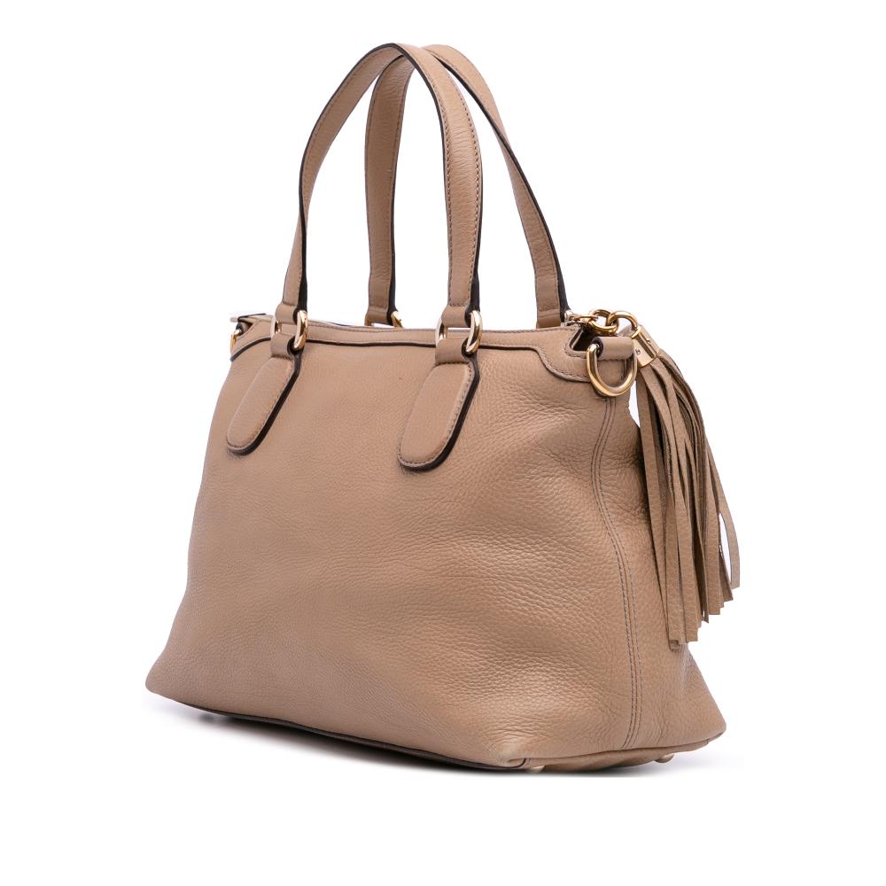 Gucci B Gucci Brown Nude Calf Leather Small Soho Working Satchel Italy