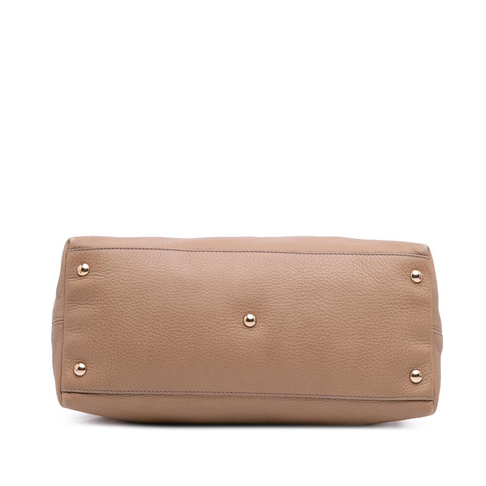 Gucci B Gucci Brown Nude Calf Leather Small Soho Working Satchel Italy