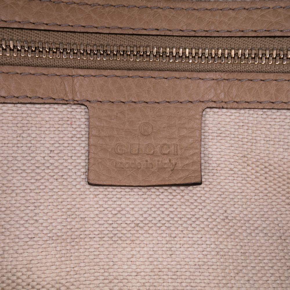 Gucci B Gucci Brown Nude Calf Leather Small Soho Working Satchel Italy