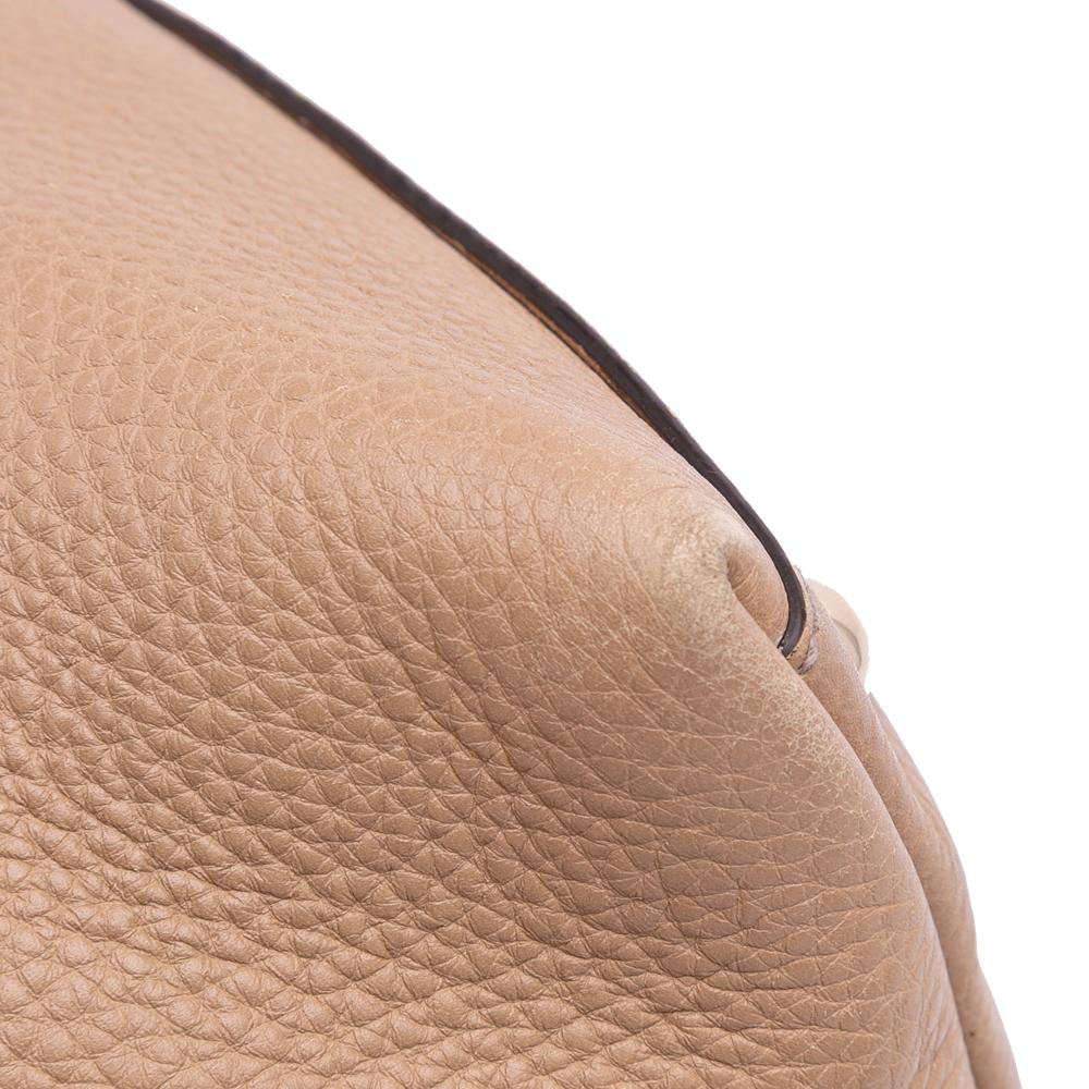 Gucci B Gucci Brown Nude Calf Leather Small Soho Working Satchel Italy