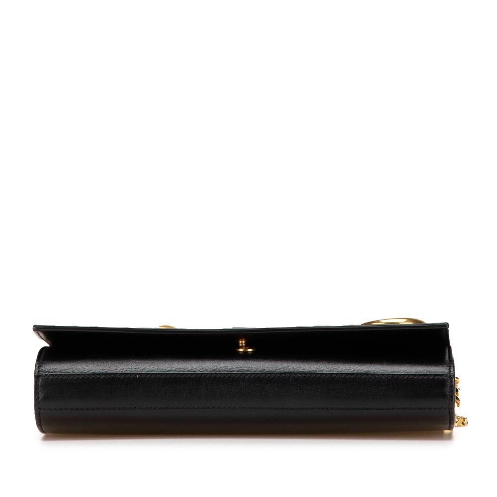 Saint Laurent B Saint Laurent Black Calf Leather Moon and Star Monogram Kate Wallet On Chain Italy