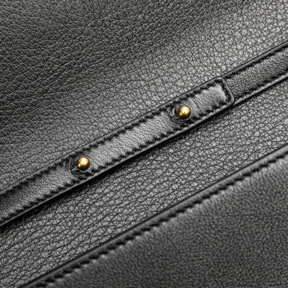 Saint Laurent B Saint Laurent Black Calf Leather Moon and Star Monogram Kate Wallet On Chain Italy
