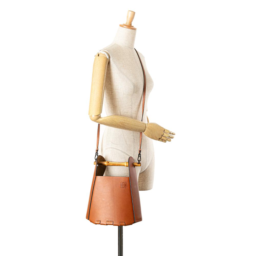 Loewe B LOEWE Brown Calf Leather skin Bamboo Bucket Bag Spain