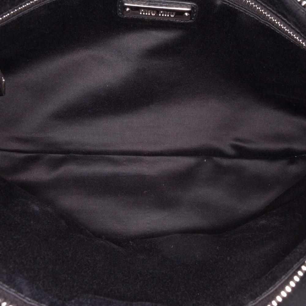 Miu Miu B Miu Miu Black Nappa Leather Leather Nappa Crystal Fringe Crossbody Italy