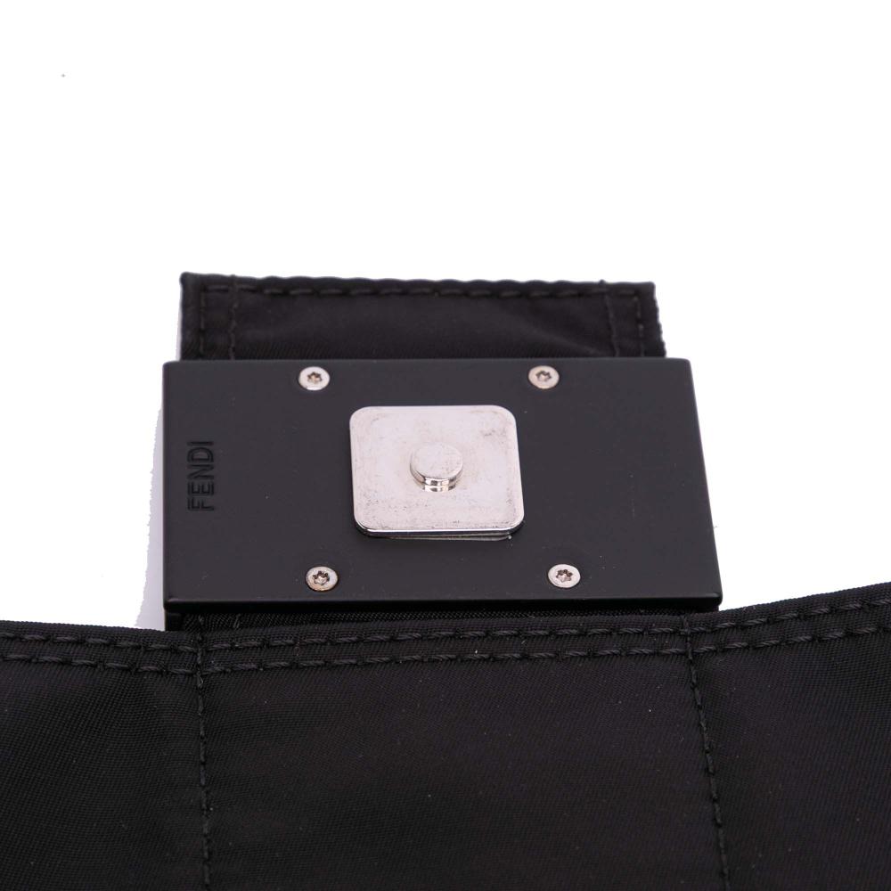 Fendi B Fendi Black Nylon Fabric Medium Econyl Baguette Crossbody Italy