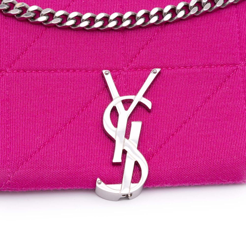 Saint Laurent AB Saint Laurent Pink Hot Pink Wool Fabric Medium Jersey Patchwork Jamie Crossbody Italy