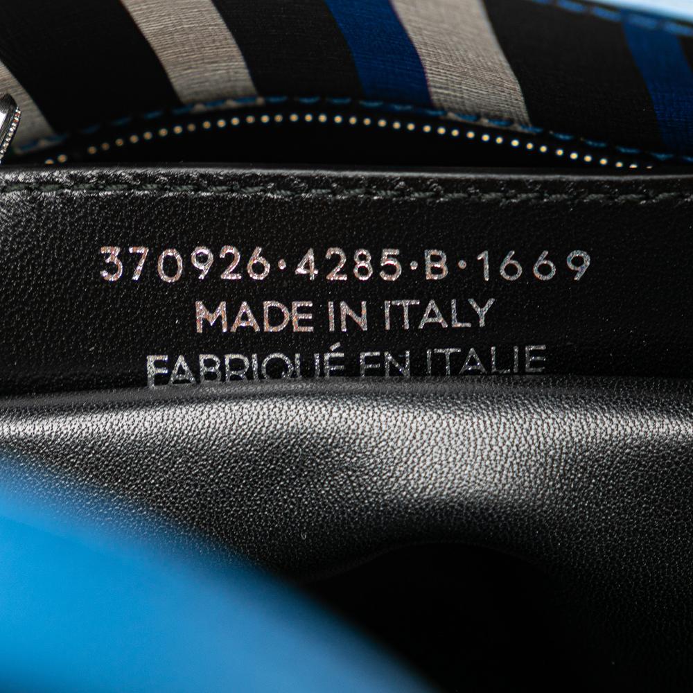 Balenciaga B Balenciaga Blue Calf Leather Mini Striped Papier A6 Zip Around Satchel Italy