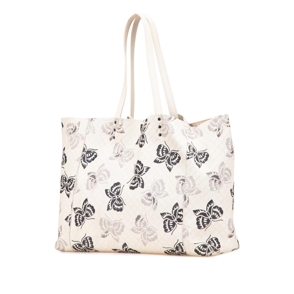 Bottega Veneta B Bottega Veneta White Ivory Nappa Leather Leather Nappa Intrecciomirage Butterfly Tote Italy