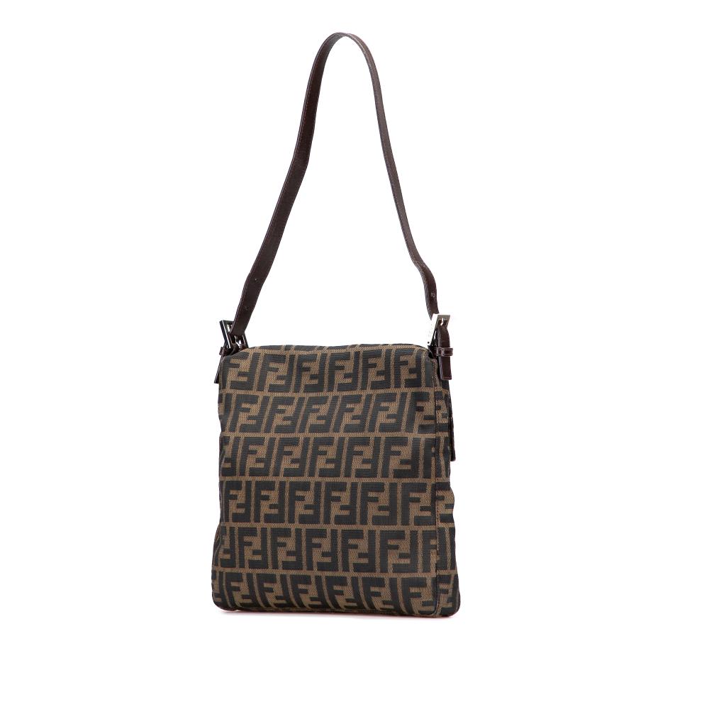 Fendi B Fendi Brown Canvas Fabric Zucca Shoulder Bag Italy