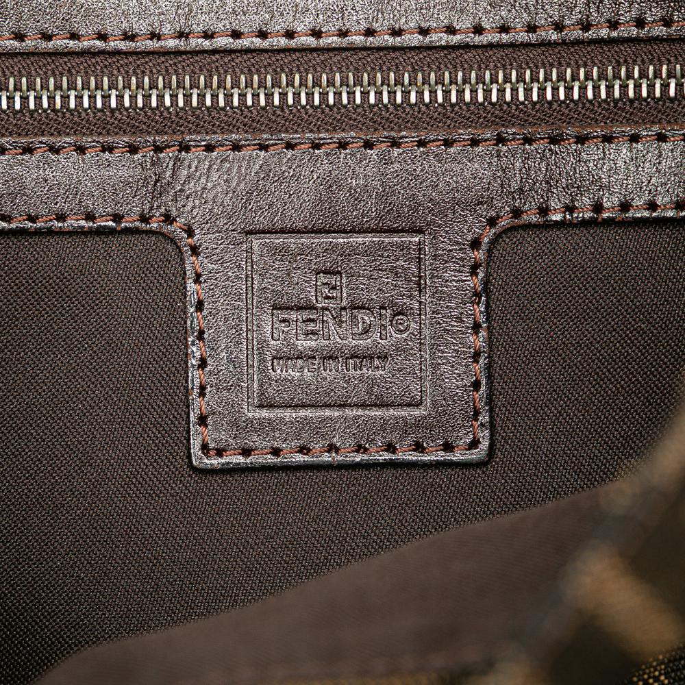 Fendi B Fendi Brown Canvas Fabric Zucca Shoulder Bag Italy