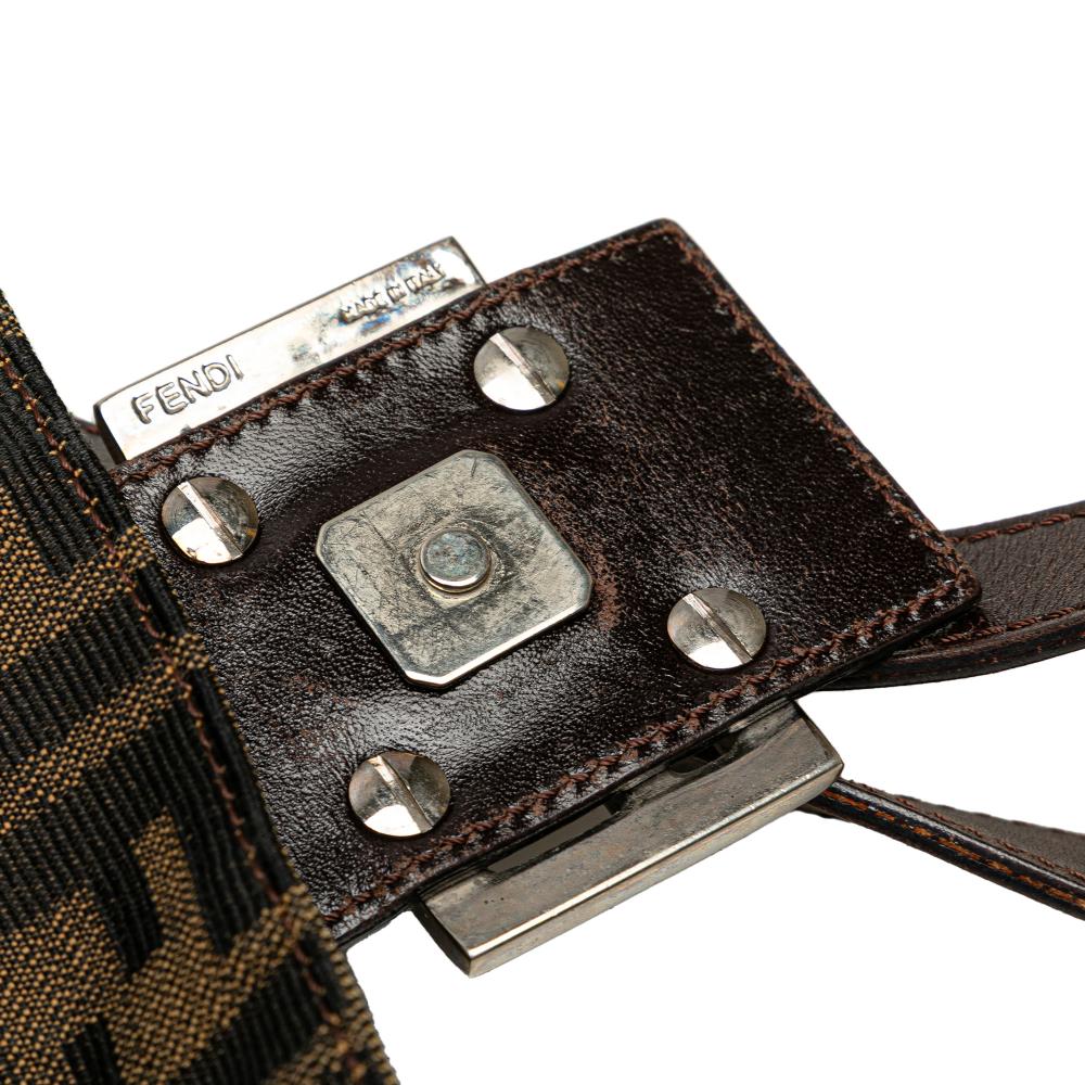 Fendi B Fendi Brown Canvas Fabric Zucca Shoulder Bag Italy