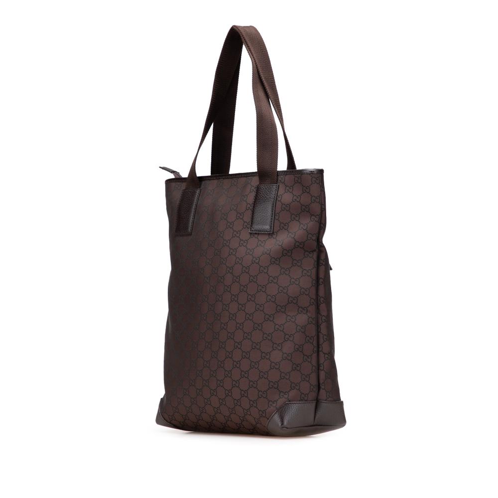 Gucci B Gucci Brown Dark Brown Canvas Fabric GG Tote Italy