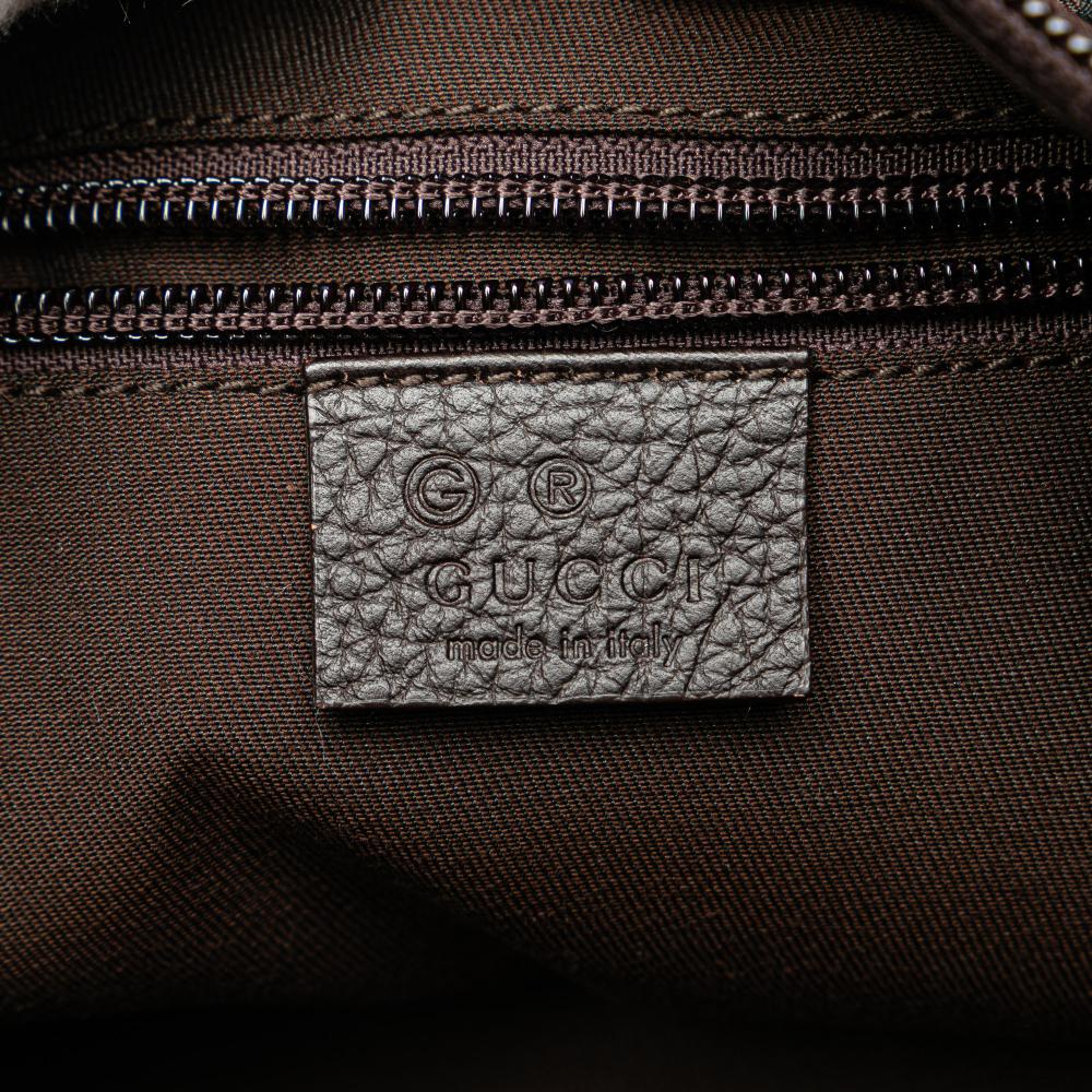 Gucci B Gucci Brown Dark Brown Canvas Fabric GG Tote Italy